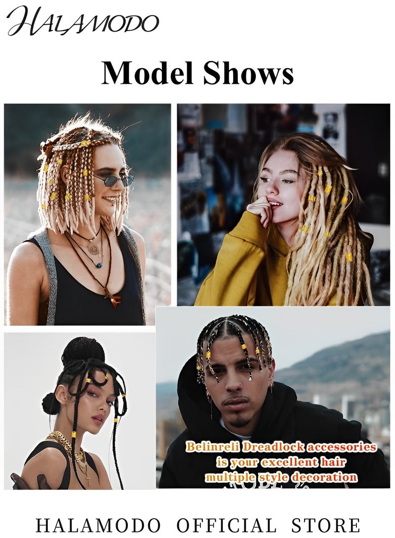 HALAMODO 80PCS Dreadlock Locs Accessories Hair Jewelry for Braids Locs Beads Jewelry for Hair Adjustable Cuffs Iron Braiding Hair Rings Decoration for Women and Girls - Image 5