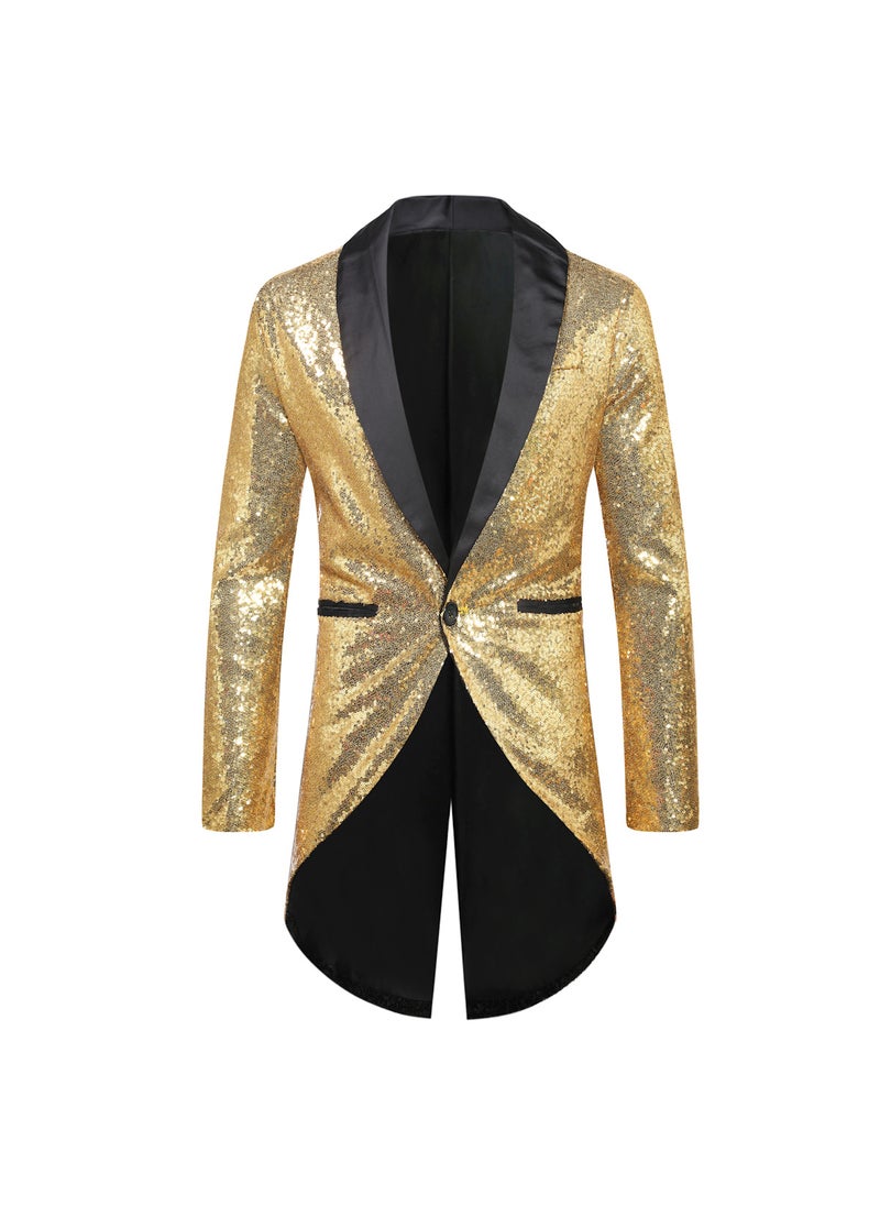 Generic Mens Fashion Sequin Blazer Tailcoat X49 Red  - Image 4