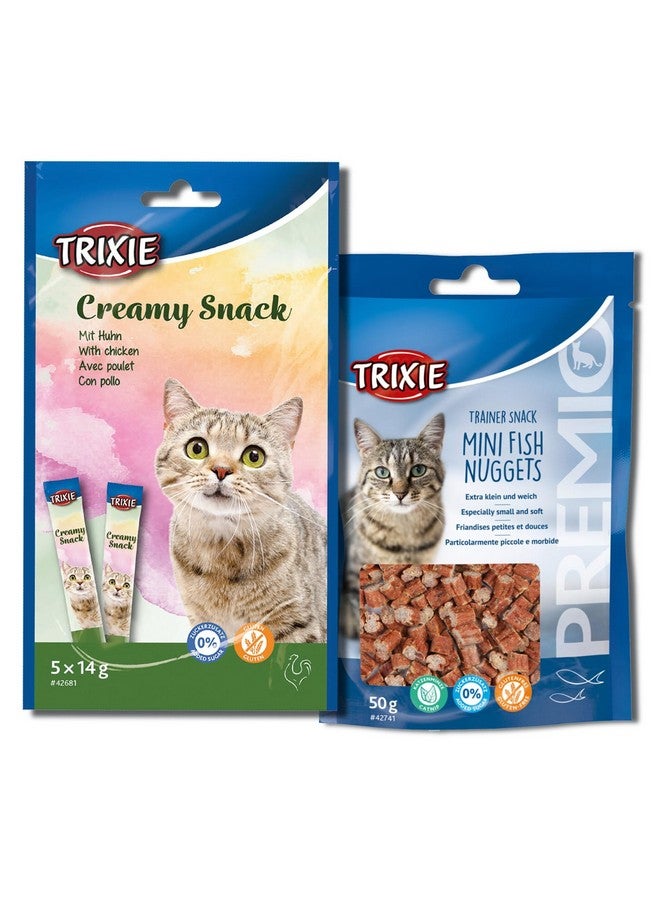 تريكسي مجموعة مكافآت القطط من ساندويتشات التونة الفاخرة ووجبة خفيفة من الدجاج الكريمي، مكافآت غنية بالعناصر الغذائية للقطط، مناسبة لجميع السلالات - (عبوة من قطعتين) - Image 1