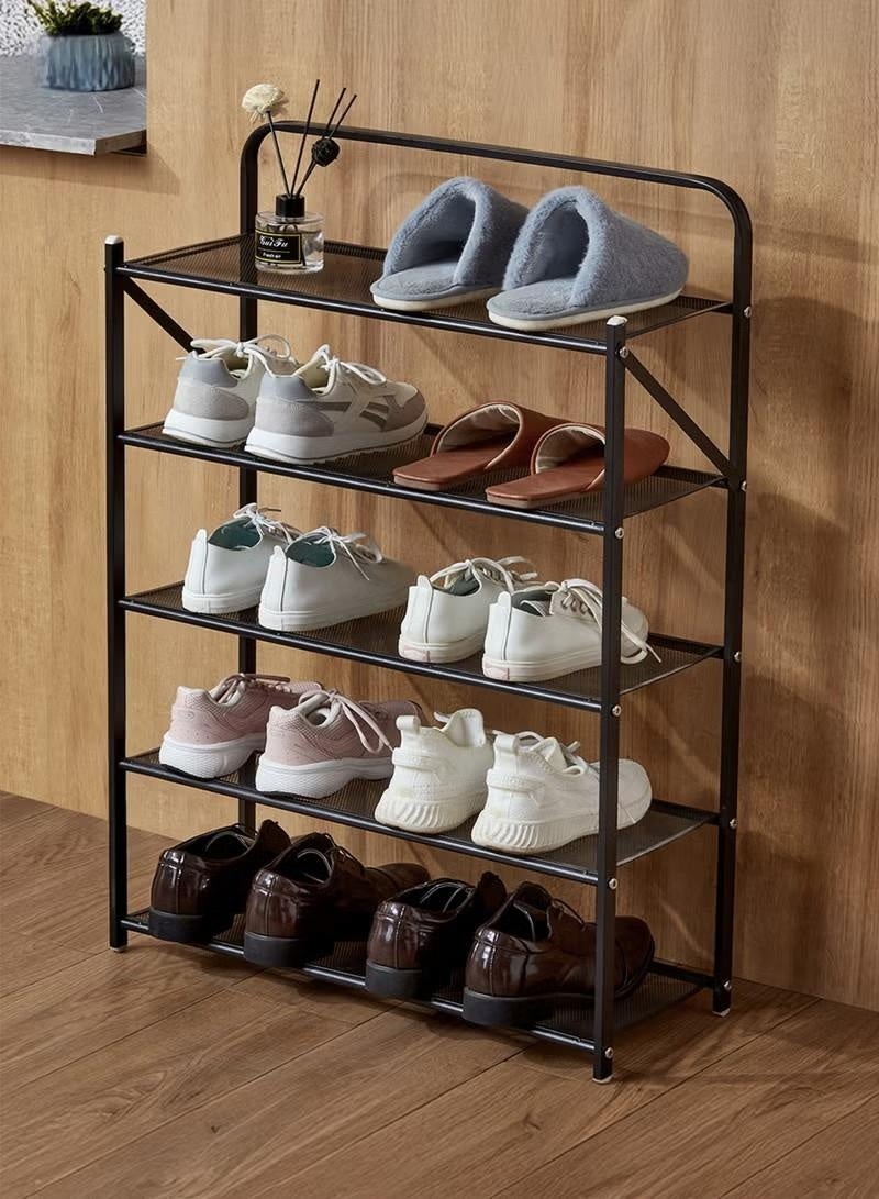 Beauenty Folding Shoe Rack -5 Layers- Lightweight Iron Construction Tiered Organizer with Non-Slip Feet, Breathable Net, and Foldable Design - for Entryway, Closet, Bedroom, Garage, and Laundry Room - Image 1