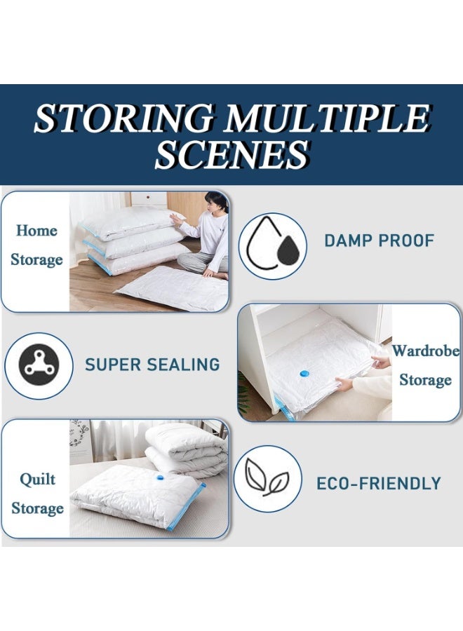 8 Pack Vacuum Storage Bags, Space Saver Bags (4 Large/4 Medium/1Hand Pump) Compressed Storage Bags, With Suction Pump, Reusable Bags Space Saver, Vacuum Bag for Packing,Clothes, Bedding, Travel - Image 5