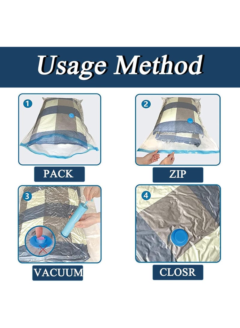 8 Pack Vacuum Storage Bags, Space Saver Bags (4 Large/4 Medium/1Hand Pump) Compressed Storage Bags, With Suction Pump, Reusable Bags Space Saver, Vacuum Bag for Packing,Clothes, Bedding, Travel - Image 4