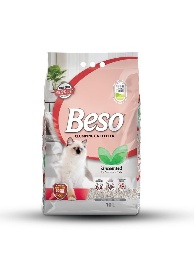 Beso Clumping Cat Litter Unscented – Strong Odor Control, Fast Clumping & Dust-Free Formula 10 k - Image 1