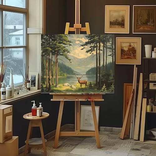 Natuyalo Paint by Numbers for Adults Beginner Elk in Forest Acrylic Easy Paint by Numbers Kits Natural Landscape Craft Kits for Adults Suitable for Home Wall Decoration Flameless 16x20 Inch - Image 3