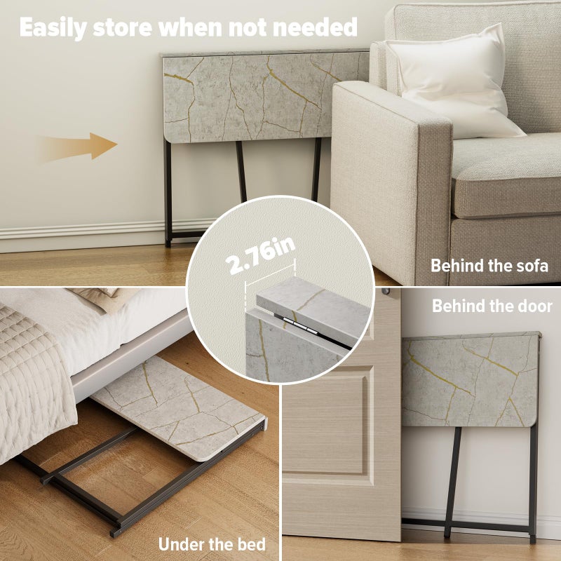 WOHOMO Folding Desk, Small Writing Desk 39.4", Space-Saving Foldable Laptop Table Writing Workstation for Home Office, Easy Assembly, Grey - Image 4