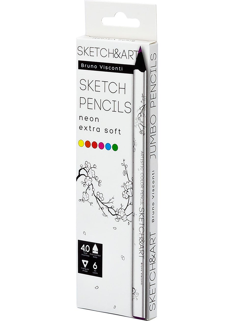 Bruno Visconti Sketch&art Professional Color Pencil Thick Body 4 mm Graphite Neon 6 Colors  - Image 1