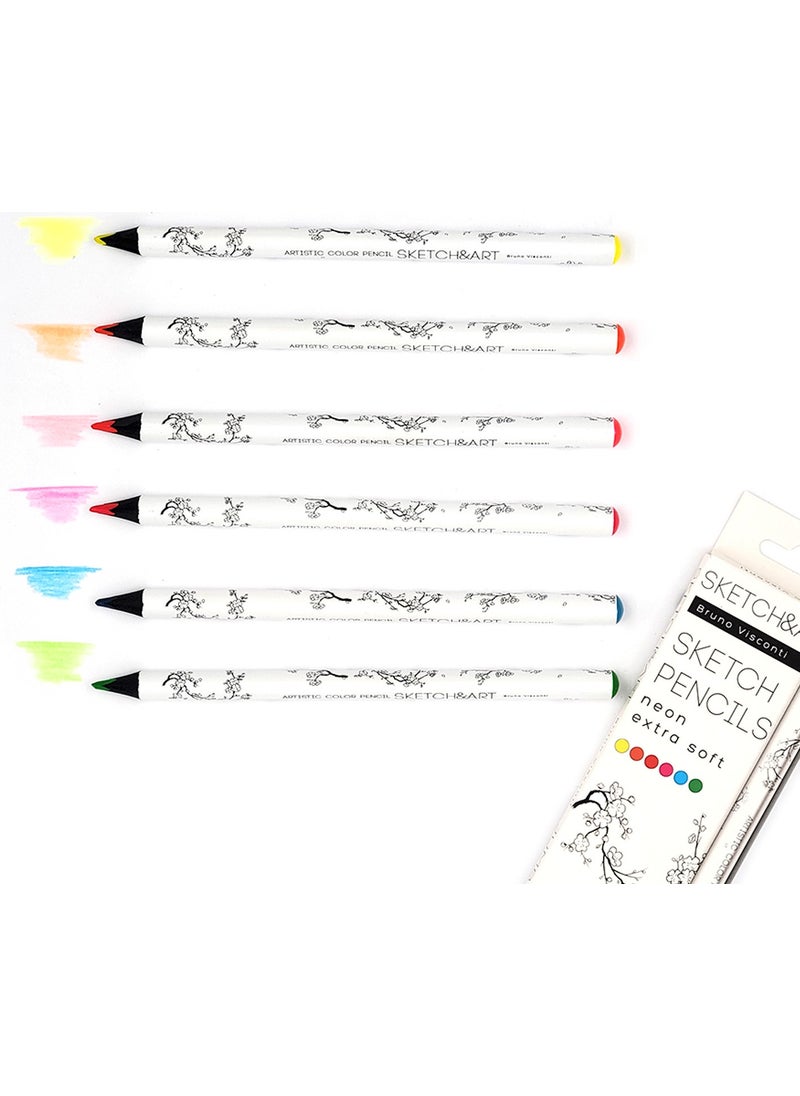 Bruno Visconti Sketch&art Professional Color Pencil Thick Body 4 mm Graphite Neon 6 Colors  - Image 4