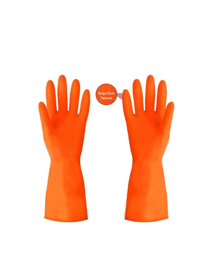 ROBUSTT Robustt Premium Orange Rubber Cleaning Gloves | Reusable Gloves for Cleaning | Chemicals & Detergents Resistant | Pack of 1 |Heavy Duty Hand Gloves|Hand Gloves for Dish Washing, Gardening & Cleaning - Image 1