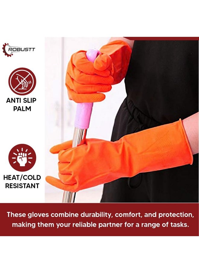 Robustt Premium Orange Rubber Cleaning Gloves | Reusable Gloves for Cleaning | Chemicals & Detergents Resistant | Pack of 1 |Heavy Duty Hand Gloves|Hand Gloves for Dish Washing, Gardening & Cleaning - pzsku/Z4736580B68B942EADC27Z/45/_/1736571273/df55c8cc-7d93-4dc0-a737-4d4f4b5cc343