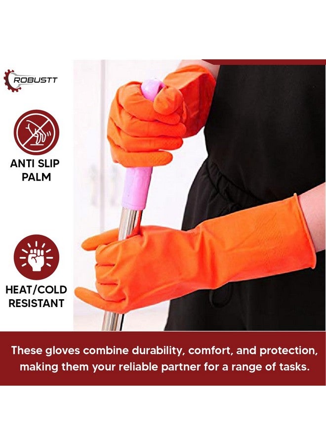 ROBUSTT Robustt Premium Orange Rubber Cleaning Gloves | Reusable Gloves for Cleaning | Chemicals & Detergents Resistant | Pack of 1 |Heavy Duty Hand Gloves|Hand Gloves for Dish Washing, Gardening & Cleaning - Image 4