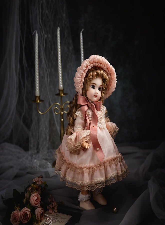 Cloveray 16-Inch BJD Vinyl Bisque Doll, Scale Poseable Vintage Court Doll with Victorian Dress, Collectible Doll with Gift Box for Display, Decoration, Birthday Gift Name Porcelosia (Pink) - Image 2