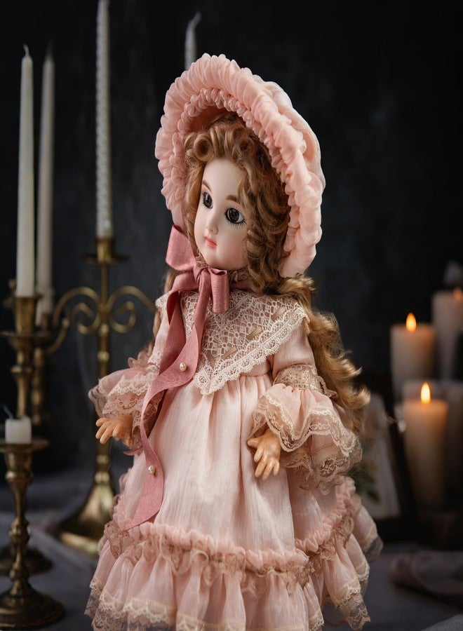 Cloveray 16-Inch BJD Vinyl Bisque Doll, Scale Poseable Vintage Court Doll with Victorian Dress, Collectible Doll with Gift Box for Display, Decoration, Birthday Gift Name Porcelosia (Pink) - Image 3