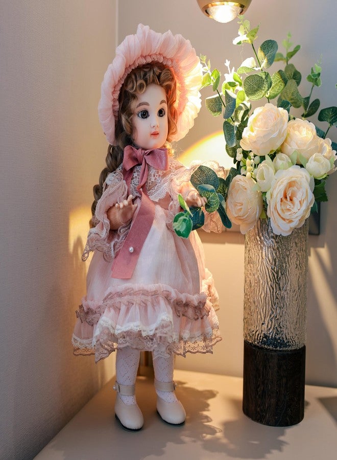 Cloveray 16-Inch BJD Vinyl Bisque Doll, Scale Poseable Vintage Court Doll with Victorian Dress, Collectible Doll with Gift Box for Display, Decoration, Birthday Gift Name Porcelosia (Pink) - Image 5