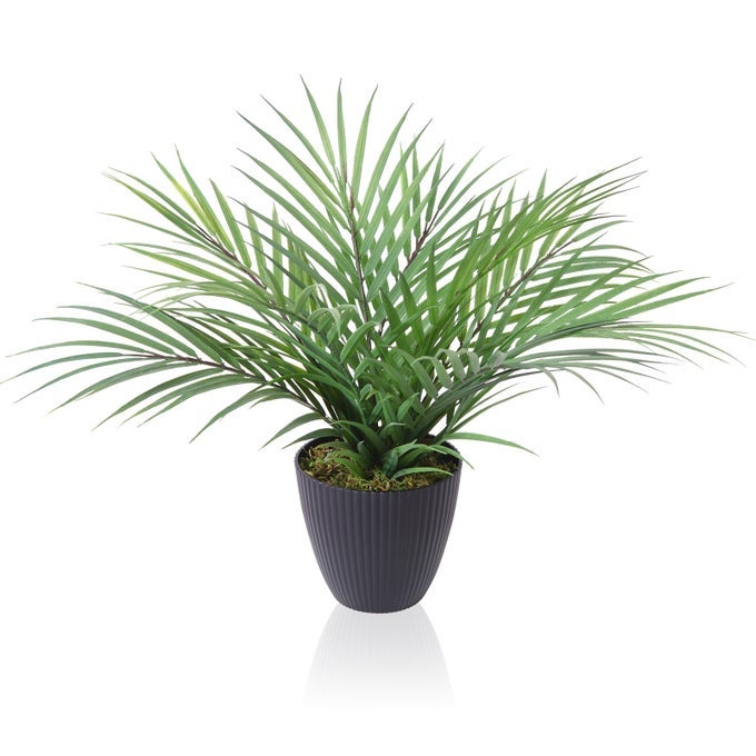 ARTIFICIAL PLANTS ARECA PALM 35CM FAKE TROPICAL TREE FAUX PLANTS FOR INDOORS AND OUTDOORS ARTIFICIAL FOLIAGE AND PLASTIC POT FOR PARTY OFFICE HOME HOUSE DECORATIONS 1 PACK
