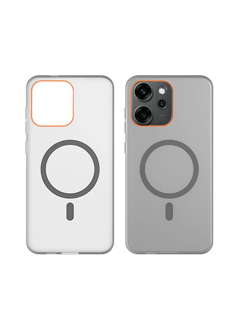 Wtech Oppo Reno14 F 5G 2025 Hybrid Translucent Magsafe with Magnetic Charging Raised Camera Lips Elegant Look Case Cover (MCMPMN) - Grey - Image 2