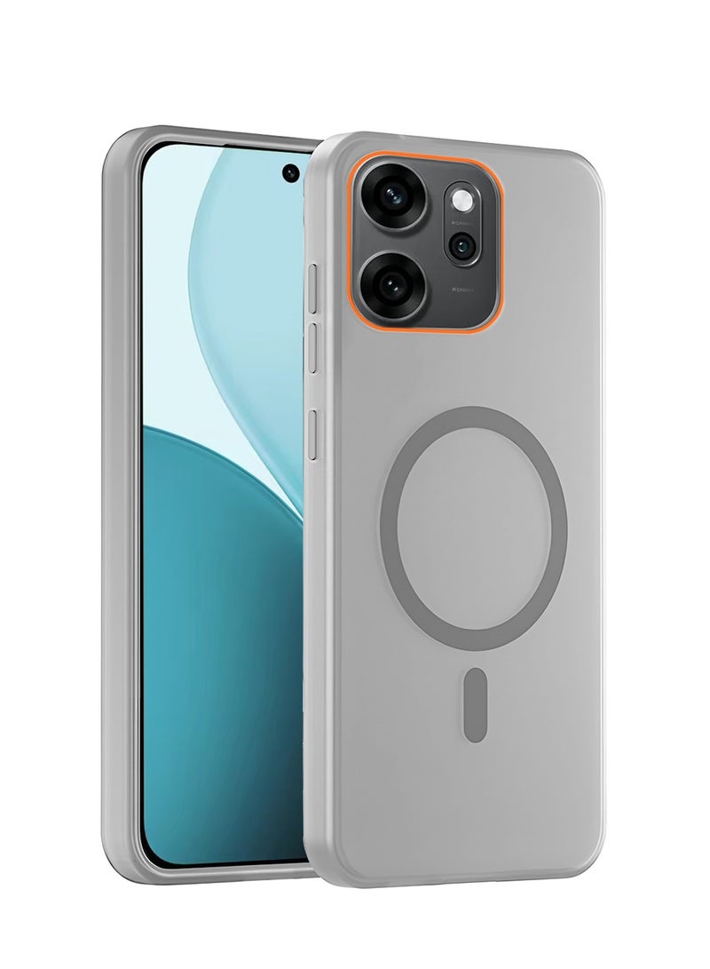 Wtech Oppo Reno14 F 5G 2025 Hybrid Translucent Magsafe with Magnetic Charging Raised Camera Lips Elegant Look Case Cover (MCMPMN) - Grey - Image 1