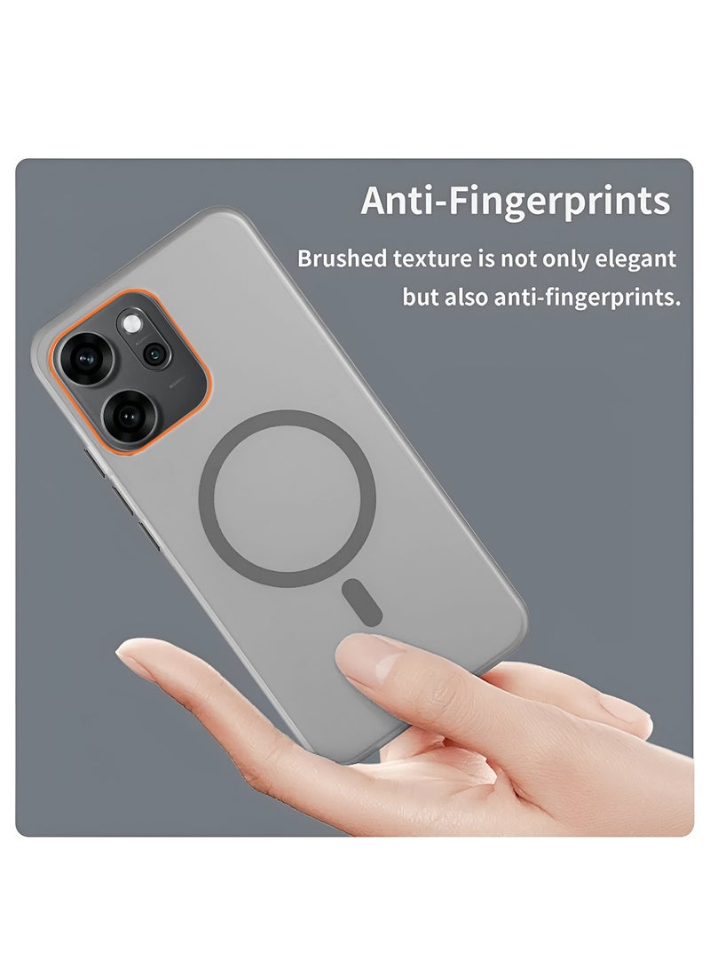 Wtech Oppo Reno14 F 5G 2025 Hybrid Translucent Magsafe with Magnetic Charging Raised Camera Lips Elegant Look Case Cover (MCMPMN) - Grey - Image 4