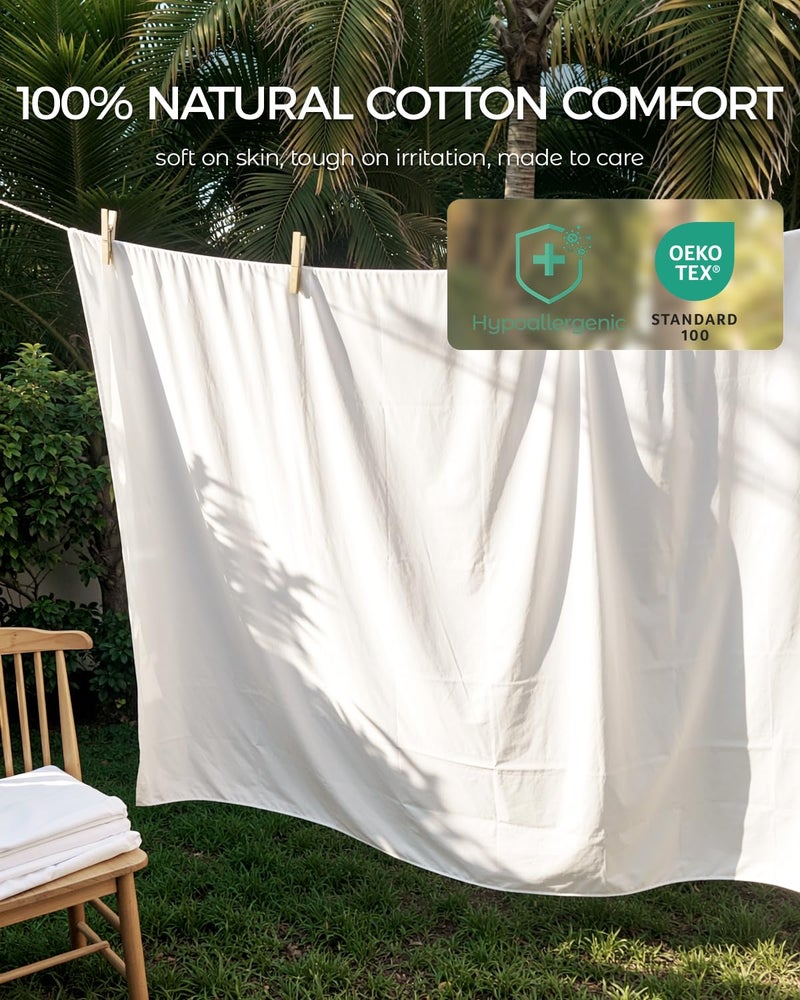 FAUNNA 100% Cotton Mattress Encasement, Zippered Bed Bug and Dust Mite Proof Mattress Protector, Hypoallergenic Antibacterial Protection, Noiseless Zipper Six-Sided Mattress Cover (Queen 12" Deep) - Image 5