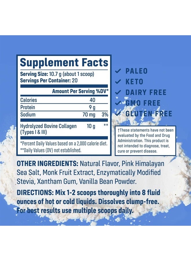 NativePath - Collagen Peptides - Hydrolyzed Type 1 & 3 Collagen. Keto & Paleo Grass-Fed Protein Powder for Hair, Skin, Nails, Bones, Joints, Digestion and More - No Gluten or Dairy (Vanilla Bean, 228g) - Image 1