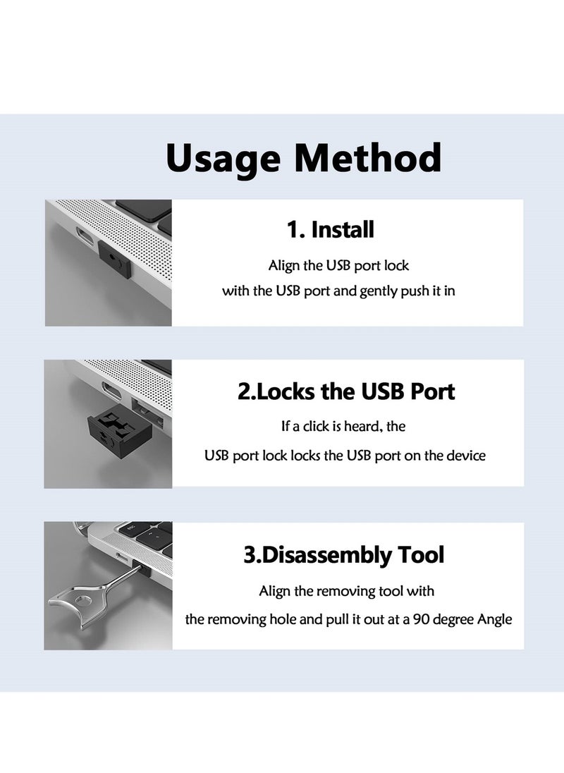 SYOSI - USB Port Blocker Set with Key, USB A Dust Cap Female Port Protector, Locking USB Port and Dust Blocker for Computers, TVs, Routers, Black,10Pcs - Image 1