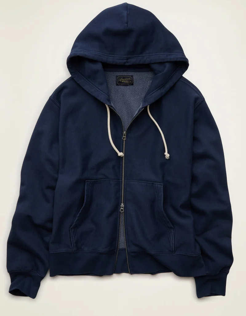 American Eagle  AE Laidback Luxe Full-Zip Hoodie for Men | Best Price UAE