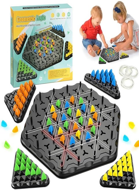 Chain Triangle Game, Interactive Peg Game Triangle Chess Board Game for Kids & Adults, Chain Geometry Board Game, Educational Brain Teaser Strategy Game Toy