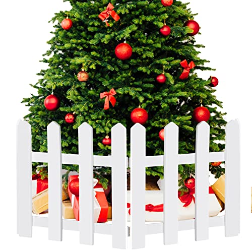 RUODON 6 Pack Thick Christmas Tree Fences White Wooden Picket Fences Tree Fence Border Decoration for Xmas Wedding Party Decor Garden Home 157 x 12 Inches - Image 1