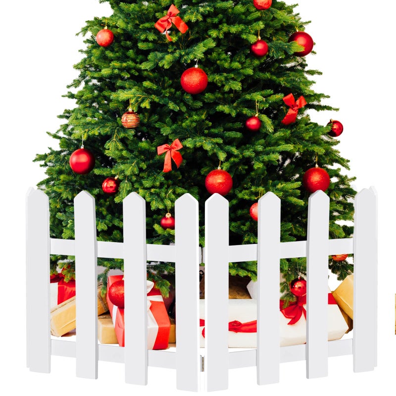 RUODON 6 Pack Thick Christmas Tree Fences White Wooden Picket Fences Tree Fence Border Decoration for Xmas Wedding Party Decor Garden Home 157 x 12 Inches - Image 2