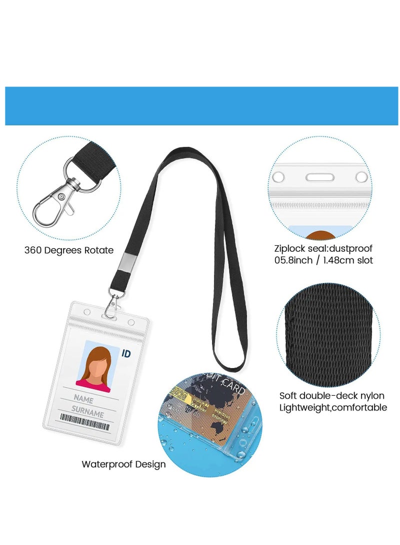 KASTWAVE 20 Pieces Clear ID Badge Holder with Lanyard,  with Lanyard ID Card Holder Waterproof Clear Plastic Vertical Name Tags Badge Holders Transparent PVC Pouch for Office School Travel (65 x 115 mm)  - Image 3