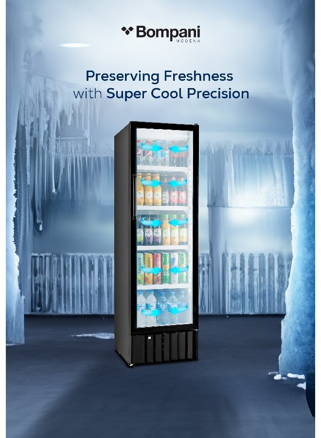 Bompani 475L Gross / 258L Net Single Door Showcase Chiller, No Frost Cooling, Mechanical Temperature Control, Lock & Key, 4 Adjustable Shelves, R600a Refrigerant, Wheels, Black Finish – BSF475 (1 Year Warranty) 280 L 180 W BSF475 black - Image 2