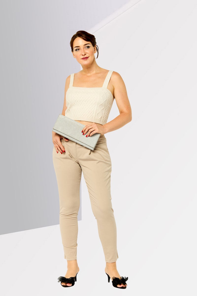 Harmont & Blaine Women Regular Fit Solid Chino Pants, Beige - Image 2