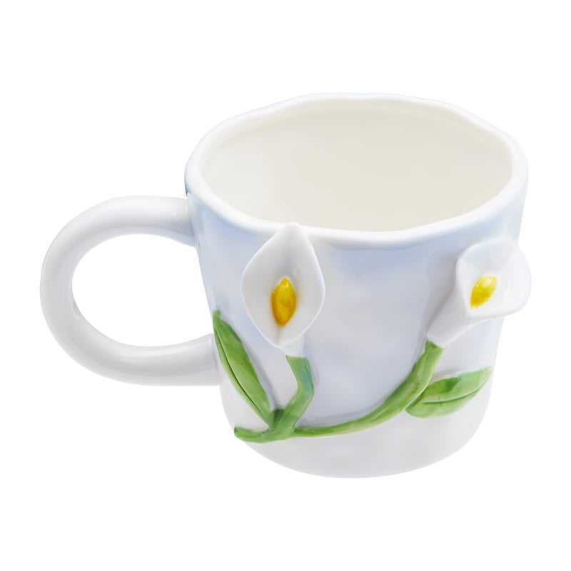 Szoyeay 3D Flower Coffee Mug Calla Lily Ceramic Cup12 oz Cute Handmade MugsChristmas Birthday Surprise for Friends Family or Flower Lovers White Calla Lily