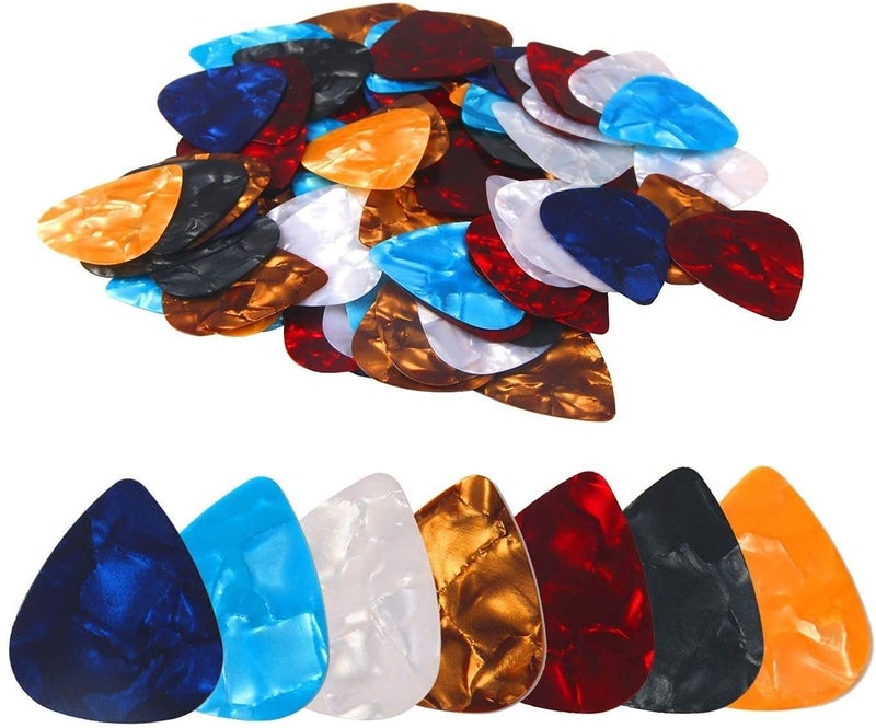 Device Of Urban Infotech 0.46 مم ريشة جيتار فريدة متعددة الألوان من السليلوز للجي guitars الكهربائية والكلاسيكية والبيس والبانجو واليوكليلي والمندولين (عبوة من 50) - Image 1