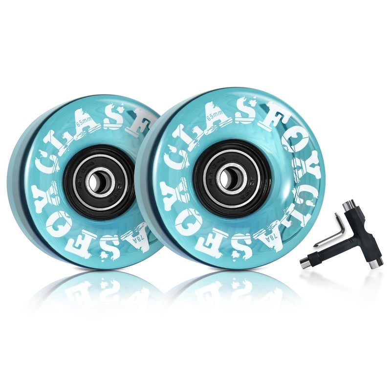 CLAS FOX 78A Indoor or Outdoor 65x35mm Quad Roller Skate Wheels with ABEC9 Bearings 8 Pcs Sea Blue