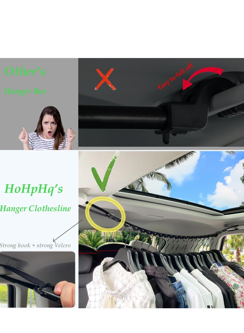 SYOSI Car Clothes Hanger Bar 18 Rings - Travel Clothesline for Car Travel Hanger Telescopic - Cloth Racks for for Sedans, Trucks, SUVs, Vans, RVs, Road Travelers(Orange) - Image 2