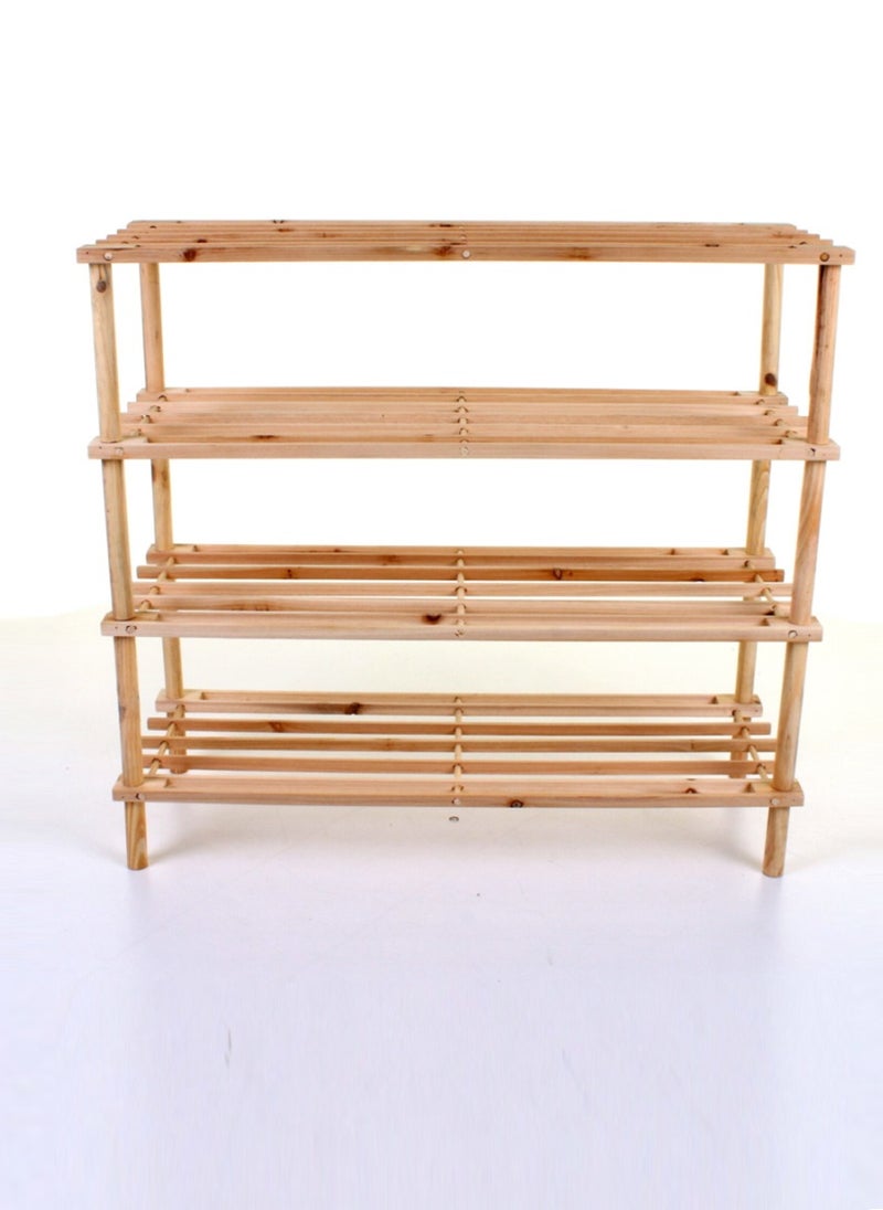 4 TIER WOOD NATURAL BAMBOO SHOE RACK ORGANISER STAND STORAGE SHELF - Image 2