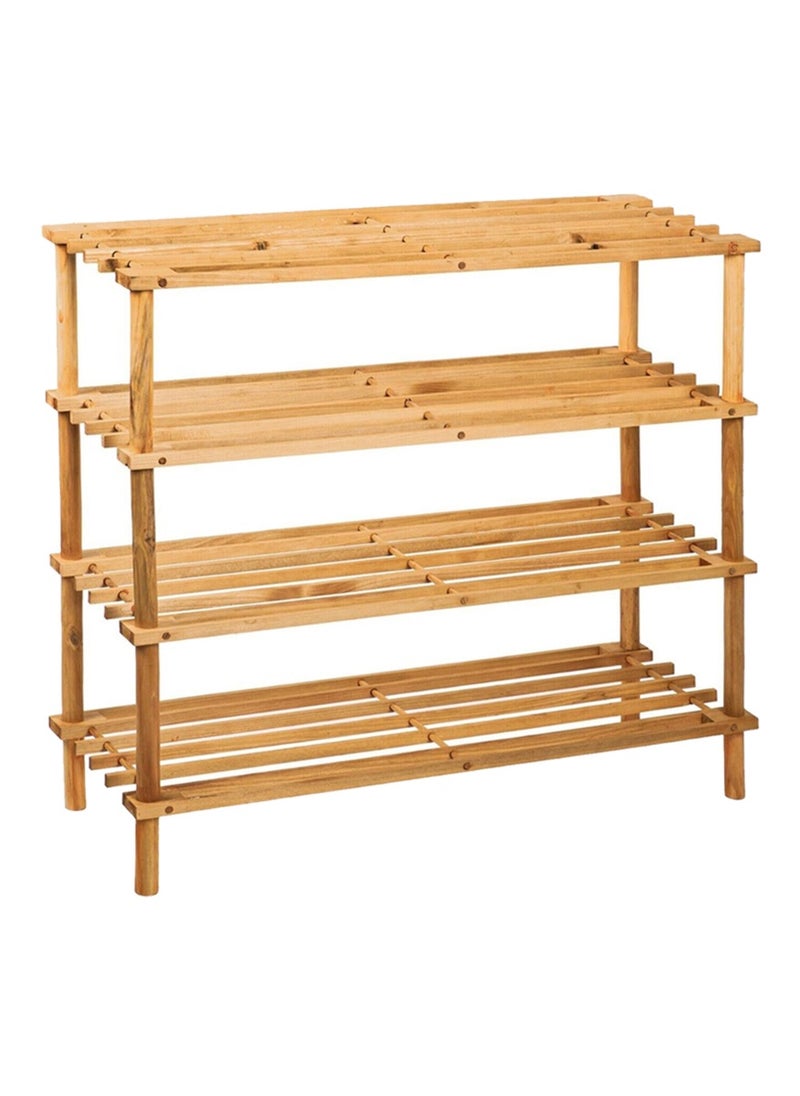 4 TIER WOOD NATURAL BAMBOO SHOE RACK ORGANISER STAND STORAGE SHELF - Image 1