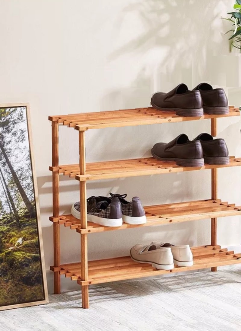 4 TIER WOOD NATURAL BAMBOO SHOE RACK ORGANISER STAND STORAGE SHELF - Image 4