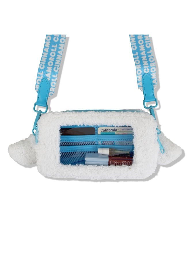 Sonix x Sanrio Plush Phone Wallet - Fuzzy Character Crossbody Bag, Furry Phone Bag, Universal Smartphone Purse - Cinnamoroll - Image 3