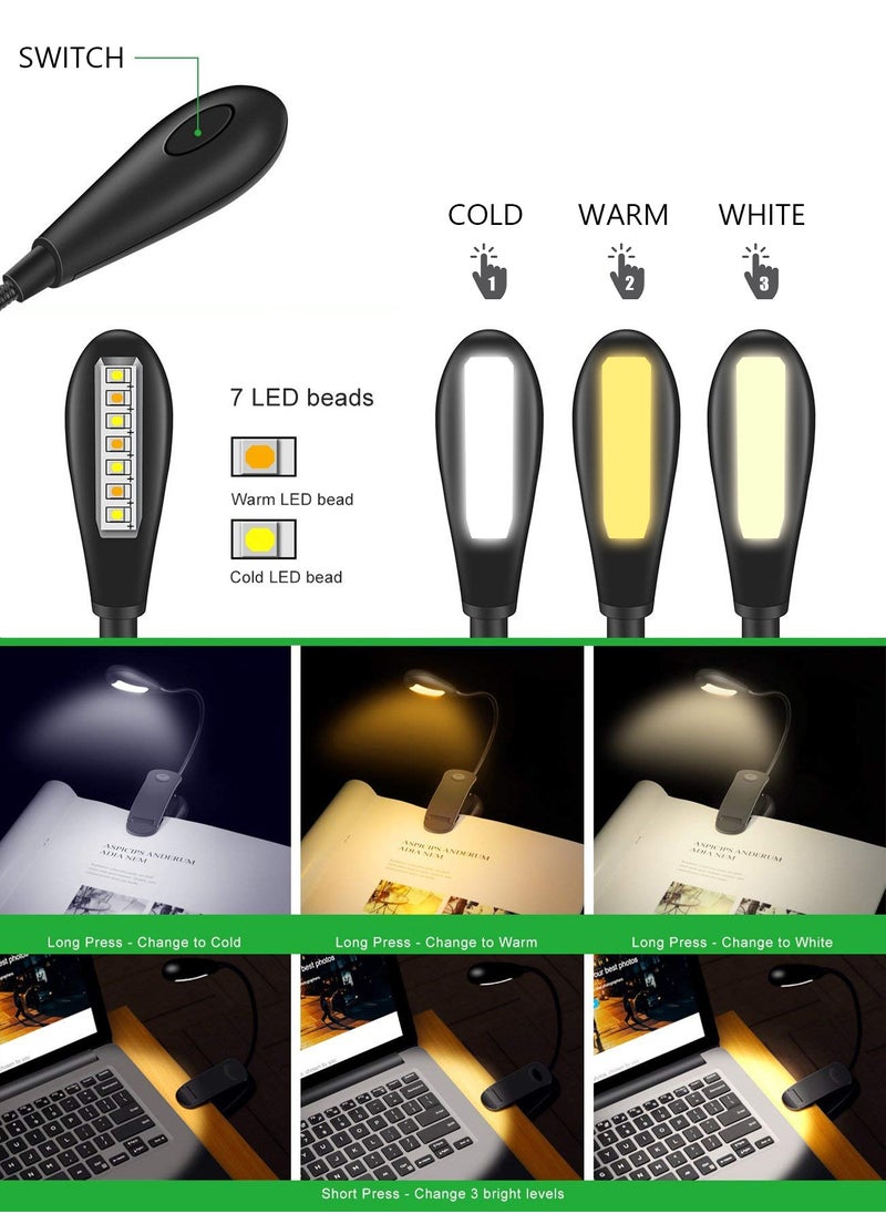 LOOPITYS - Book Light,LOOPITYS Reading Book Clip Light, 9 Modes, LED Clip Reading Light, Eye-Care USB Rechargeable Reading Lamp for Kids, Flexible Clip-on Book Light for Reading in Bed，desk lamp - Image 1