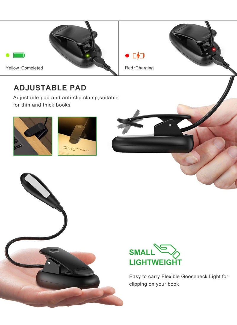 LOOPITYS - Book Light,LOOPITYS Reading Book Clip Light, 9 Modes, LED Clip Reading Light, Eye-Care USB Rechargeable Reading Lamp for Kids, Flexible Clip-on Book Light for Reading in Bed，desk lamp - Image 1