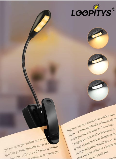 Book Light,LOOPITYS Reading Book Clip Light, 9 Modes, LED Clip Reading Light, Eye-Care USB Rechargeable Reading Lamp for Kids, Flexible Clip-on Book Light for Reading in Bed，desk lamp