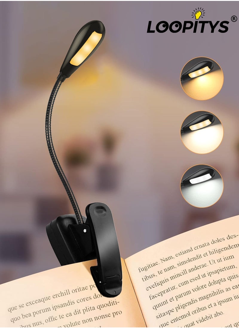 LOOPITYS - Book Light,LOOPITYS Reading Book Clip Light, 9 Modes, LED Clip Reading Light, Eye-Care USB Rechargeable Reading Lamp for Kids, Flexible Clip-on Book Light for Reading in Bed，desk lamp - Image 1
