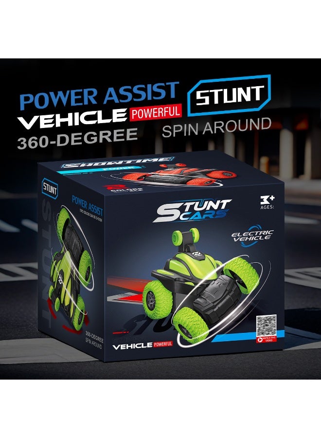 follow Electric Remote Control Stunt Gear Car: Transparent Structure, 360-Degree Rotation, Cool and Impactful - Kids' Toy/Gift for Boys (Light Green) - Image 1