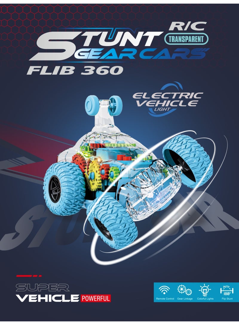 follow Electric Remote Control Stunt Gear Car: Transparent Structure, 360-Degree Rotation, Cool and Impactful - Kids' Toy/Gift for Boys (Light Green) - Image 3