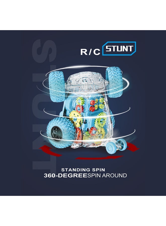 follow Electric Remote Control Stunt Gear Car: Transparent Structure, 360-Degree Rotation, Cool and Impactful - Kids' Toy/Gift for Boys (Light Green) - Image 4