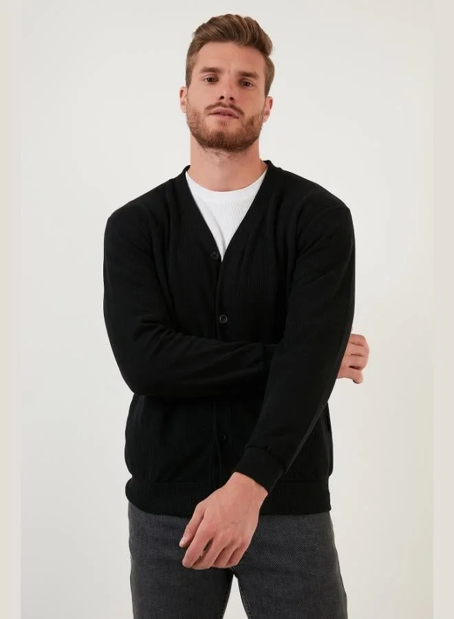 بوراتي كارديجان رجالي بياقة على شكل  وأزرار من قطن بوراتي