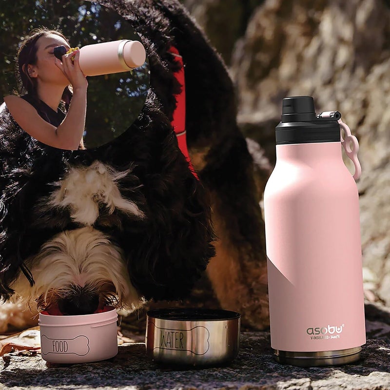Asobu Dog Barky Bottle â€“ Insulated Stainless Steel Water Bottle with 2 Removable Dog Bowls for Food, Treats & Water â€“ Pet-Friendly Travel Bottle for Hiking, Road Trips & Outdoor Adventures - Image 2