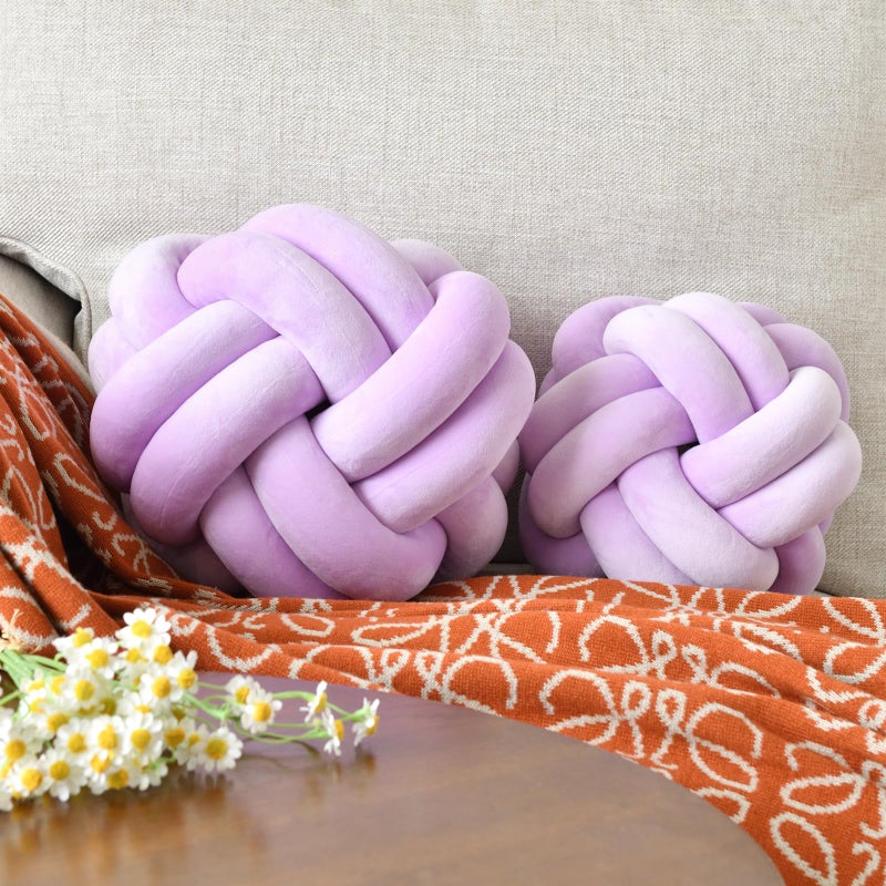 VBGYA Knot Ball Pillow  Round Decorative Throw Pillows Cushion  11 Inch Lilac Soft Plush Knotted Pillows Pillow  Modern Home Throw Knot Decorative Cushion - Image 2