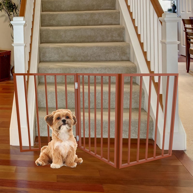 PETMAKER Pet Gate  Dog Gate for Doorways Stairs or House  Freestanding Folding Accordion Style Wooden Indoor Dog Fence 24Inch Mahogany - Image 2